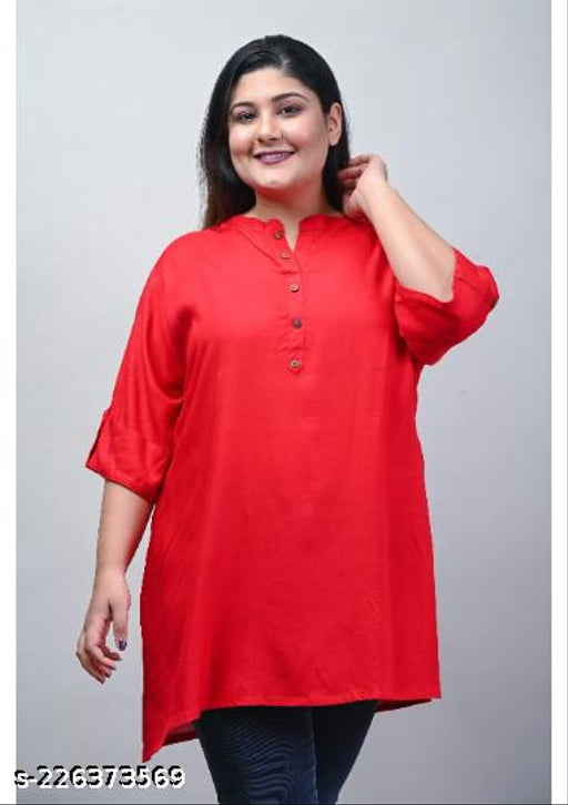 Plus Size -Swasti Women Printed Rayon Straight Short Kurti (Maroon)