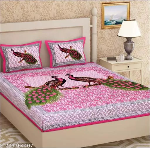 Jaipuri Pure Cotton Double Queen Bedsheet With 2 Pillow Covers