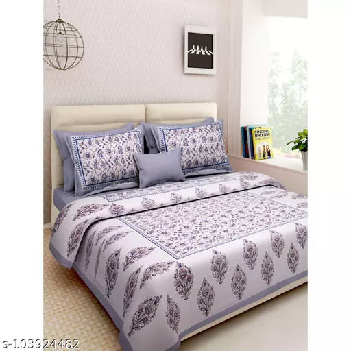 Double Pure Cotton Bedsheet With 2 Pillow Covers