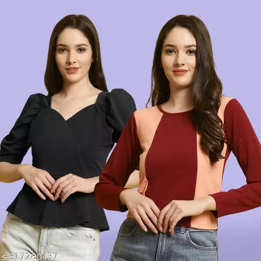 Classic Casual Fashion Forward Women's Tops - Pack of 2