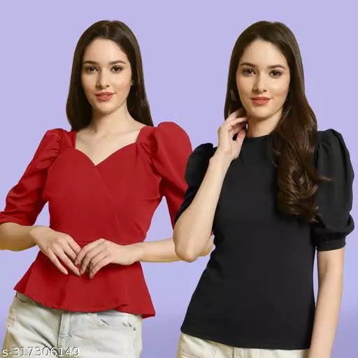 Clasic Casual Fashion Forward Women's Top - Pack of 2