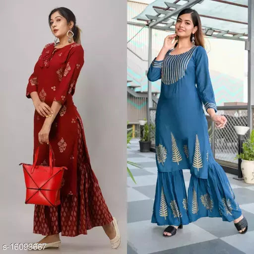 Mialo maroon sharara set and teal gotta sharara