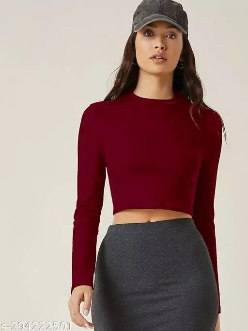 Womens Maroon Crop Top