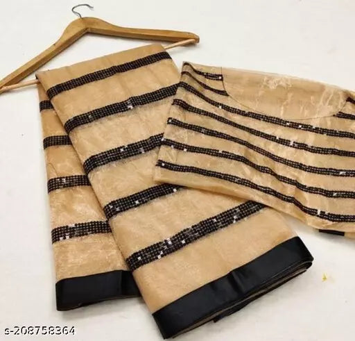 Net Sarees 5MM Bollywood Style Sequence Work design with Lace border Latkan work