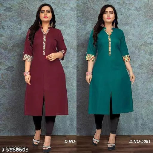 Women's Solid Cotton Kurti