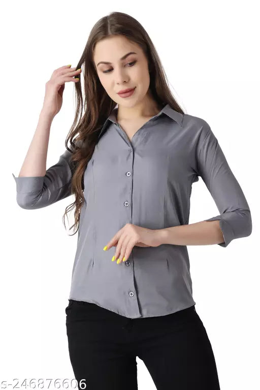 Womens Slim Fit 3/4 Sleeve Poplin