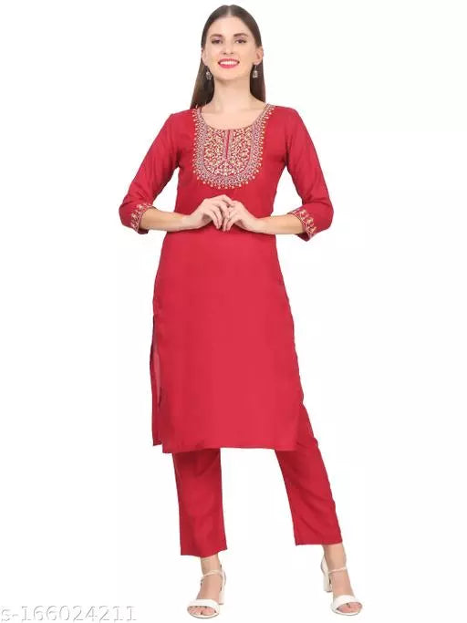 BPT Designer Rayon Embroidered Kurta Palazzo Set For Womens