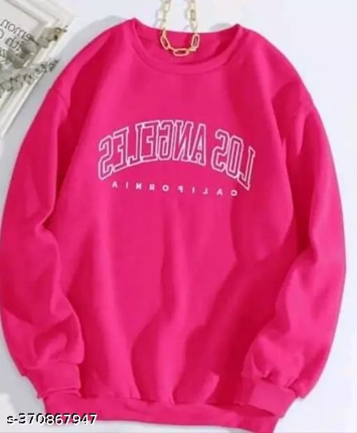 JKP COLLECTION Unisex Los Angeles Fabric Fleece For Outdoor & Indoor Sweatshirt Pink