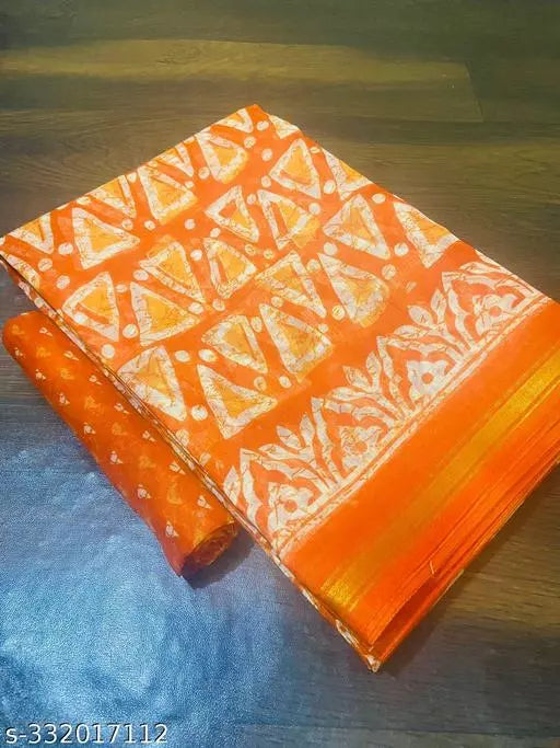 TRIO PRINTED COTTON BLENDED SAREE
