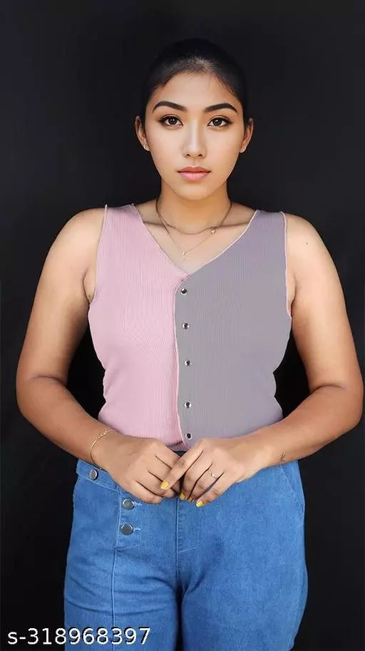 Women's Solid Cotton Rib Knit Crop Tank Top