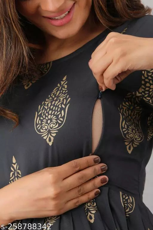 Mialo fashion maternity feeding kurtis for women with both side invisible zip.