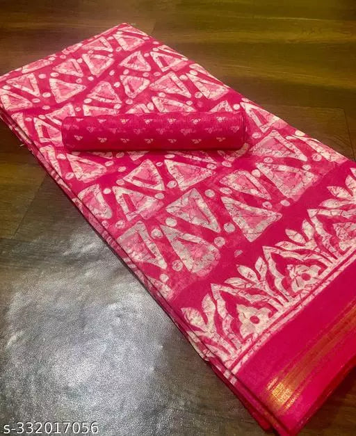 TRIO PRINTED COTTON BLENDED SAREE