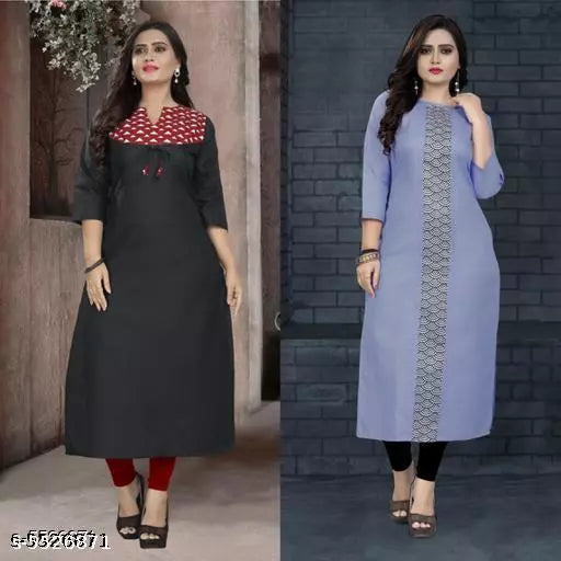 Women's Printed Black Cotton Kurti