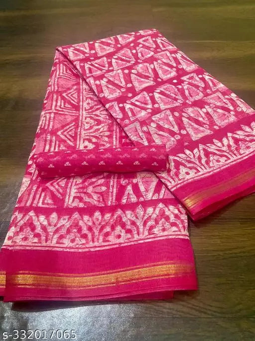 TRIO PRINTED COTTON BLENDED SAREE