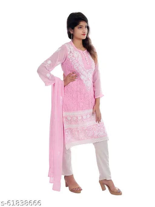 Pooja Georgette medium kurti stole laish
