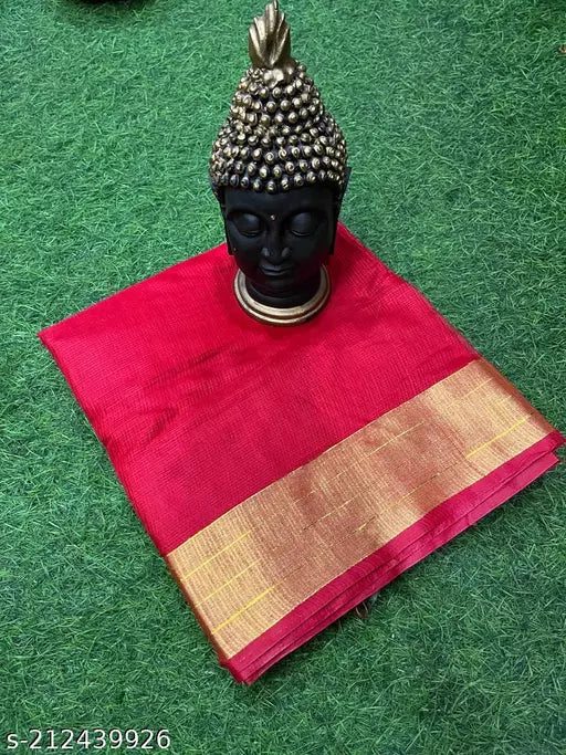 Fancy Cotton Sarees With Golden Borders