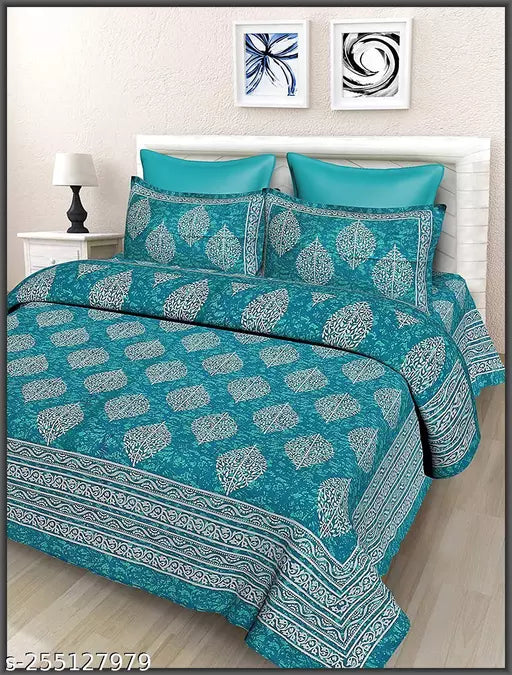Jaipuri Double Cotton Bedsheet With 2 Pillow Covers
