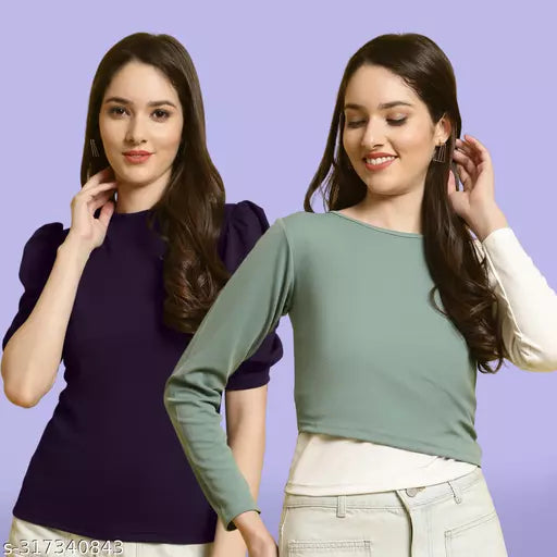 Clasic Casual Fashion Forward Women's Top - Pack of 2