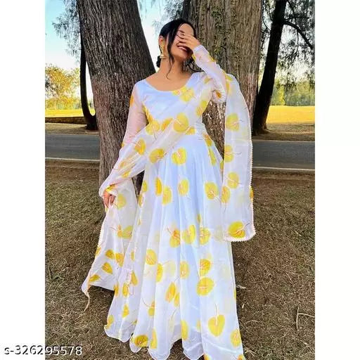 WOMEN ORGANZA GOWN WITH DUPTTA