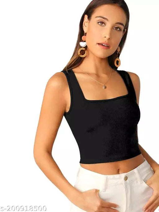 Black Crop Top For Woman