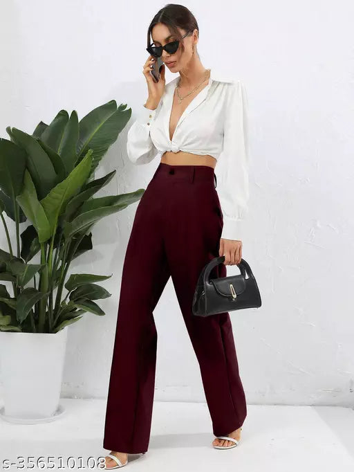 Mom Fit Wine women Trouser