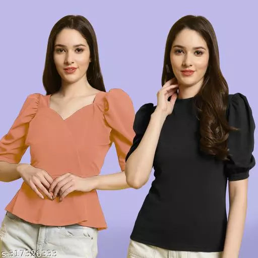 Clasic Casual Fashion Forward Women's Top - Pack of 2