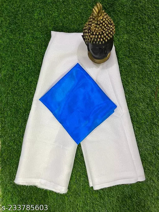 Soft Cotton Sarees With Fancy Blouse Pieces Royal Blue