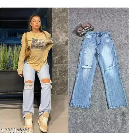 SAANU'S FASHION - Stylish Torned Distressed Boyfriend Women's Jeans For Girls & Women