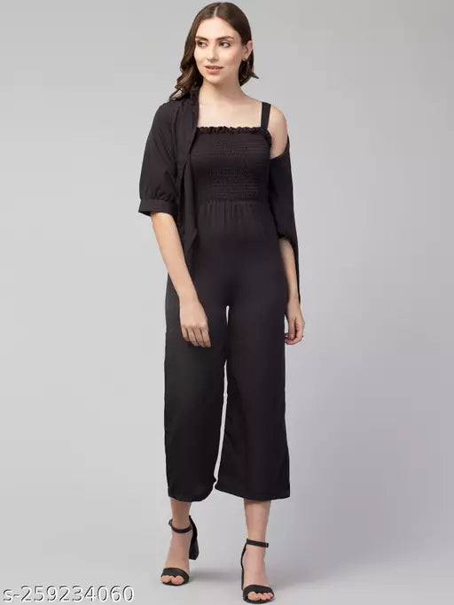 Stylish Trendy Jumpsuit With Shruge For Womens Girls