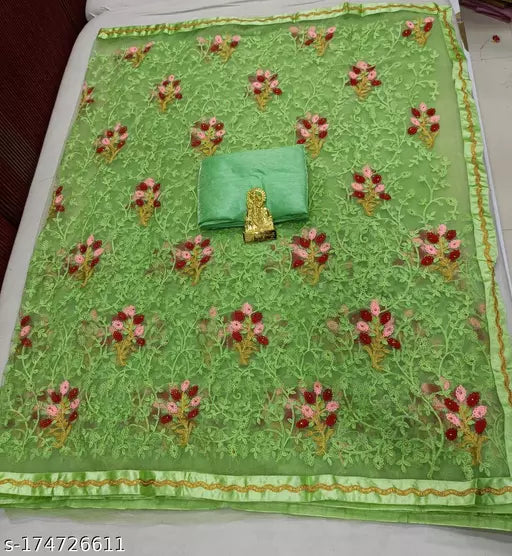 BEAUTIFUL COLORFUL EMBROIDERY WORK FANCY HEAVY SAREE