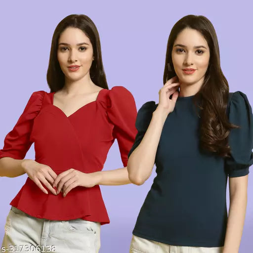 Clasic Casual Fashion Forward Women's Top - Pack of 2