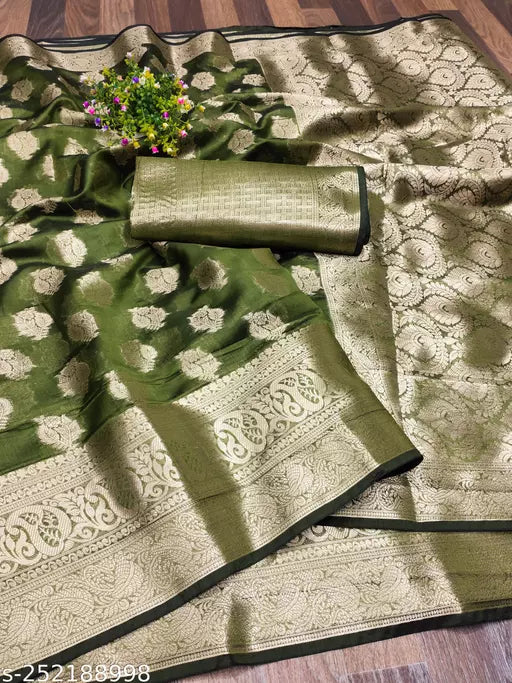 Morpich Fashion Top Dyed Organza Silk Saree