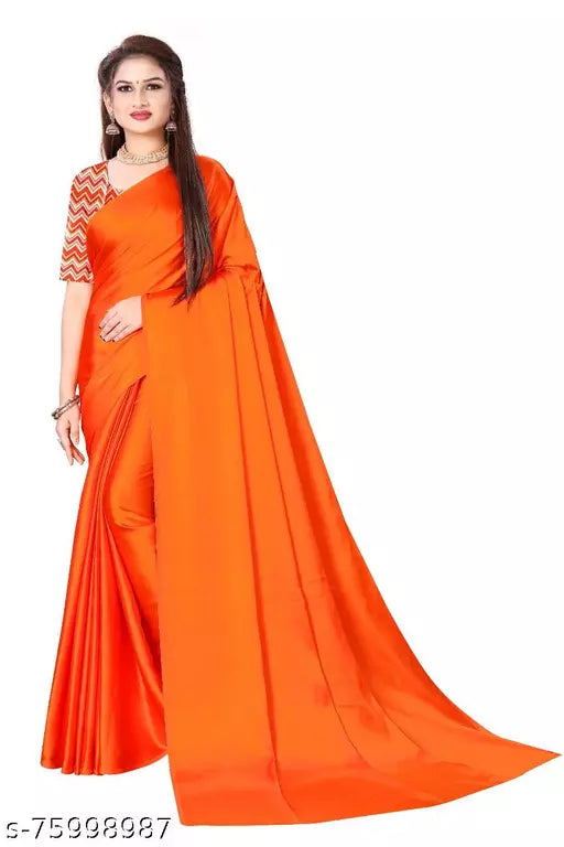SARTIN SAREE WITH DIGITAL BLOUSE (UNSTITCHED)