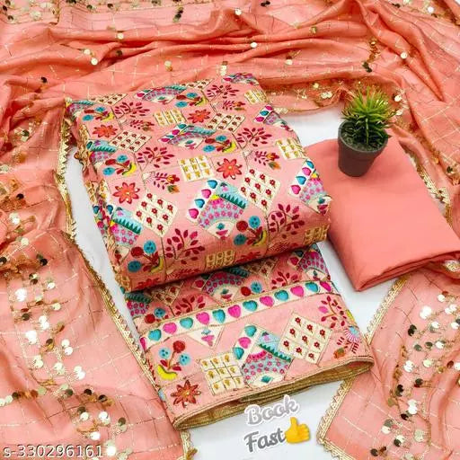 Exclusive Fancy Patiala Mirror Type Super Best Quality Cotton Suits & Dress Materials