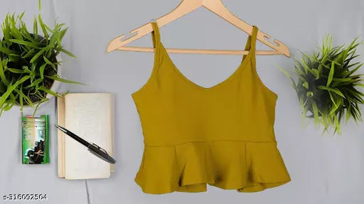 Women's Solid Cotton Rib Knit Crop Tank Top