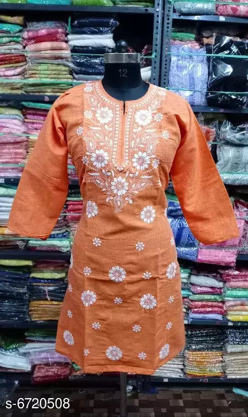 Embroidered Cotton Gol Boota Long Comp. Kurti
