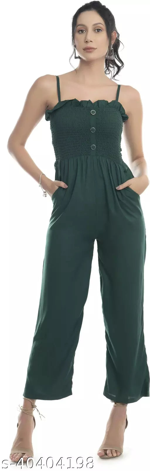 Ali Garments Women Jump Suit | Front Embroidery Smocking