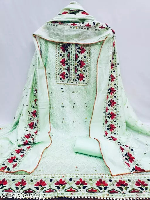 Chanderi Cotton Unstiched Salwar Suit And Dress Materials