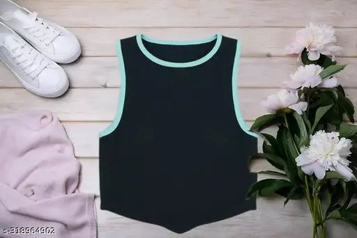 Women's Solid Cotton Rib Knit Crop Tank Top