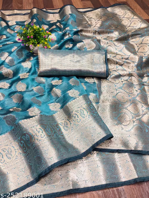 Morpich Fashion Top Dyed Organza Silk Saree