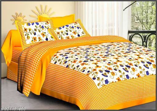 Jaipuri Pure Cotton Double Queen Bedsheet With 2 Pillow Covers