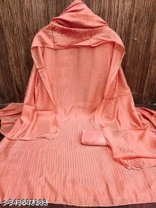 chanderi cotton sequience work dress material for women with zero matching