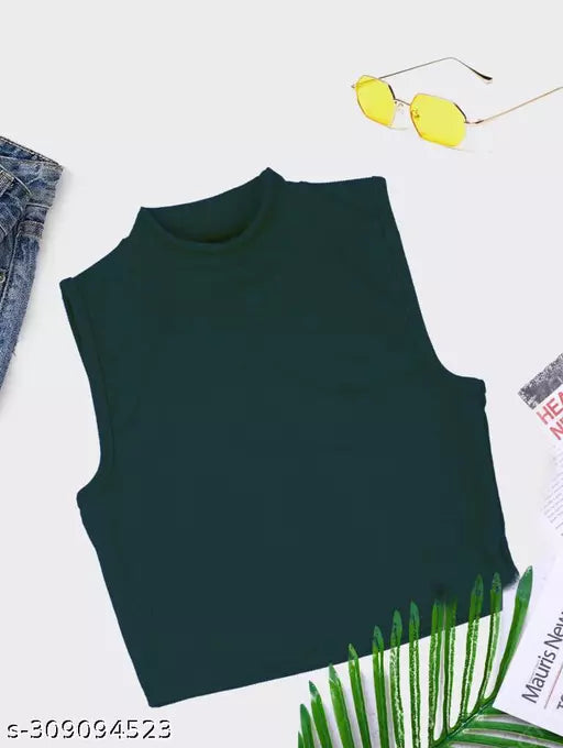 Women's Solid Cotton Rib Knit Crop Tank Top