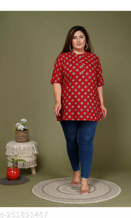 Plus Size-Trendy Partywear Women Tops Tunics - Main Image