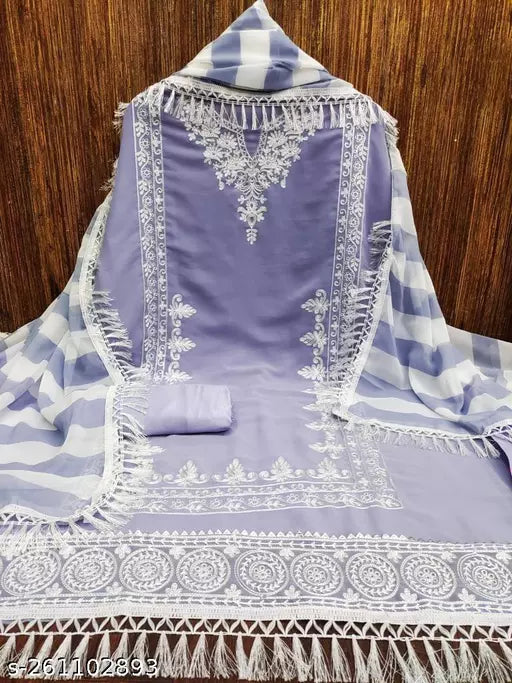 Unstiched Patiala Georgette Suits With Beautifull Chainstich Work Rama Suit