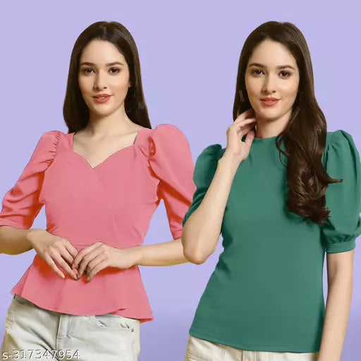 Clasic Casual Fashion Forward Women's Top - Pack of 2