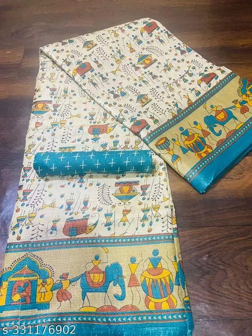 WARLI PRINT KHAADI SILK BLENDED SAREE