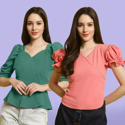 Clasic Casual Fashion Forward Women's Top - Pack of 2