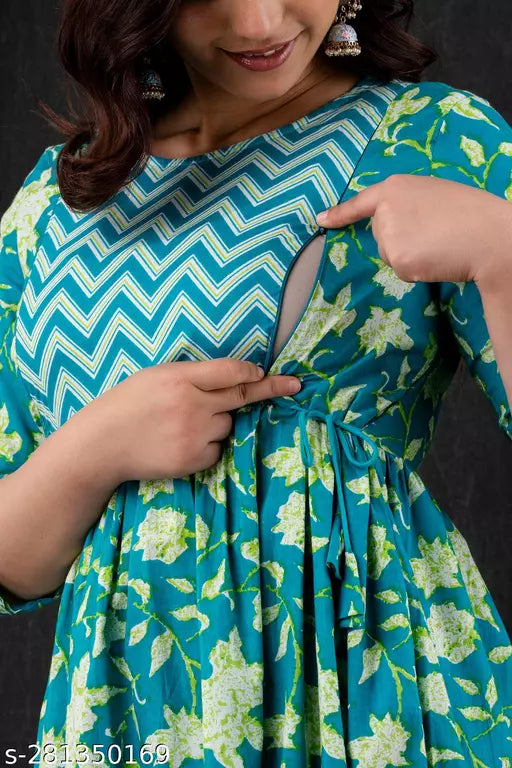Mialo fashion maternity feeding kurtis for women with both side invisible zip.