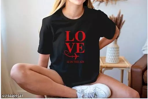 Vivient Women Black Love Printed T-Shirt